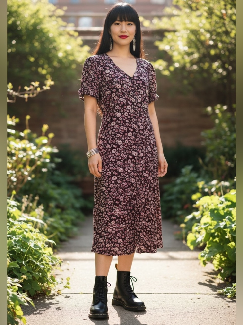 Vintage CLTO Juniors Floral Button Front Midi Dress 11 modern medium